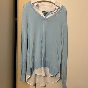 Style&Co. Light Blue Sweater & White Blouse Combo